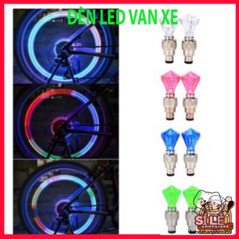Đèn LED Hình Kim Cương Nắp Van Bánh Xe Ô Tô, Xe Máy, Xe Đạp - Chiếu Sáng Thông Minh, An Toàn Khi Di Chuyển Ban Đêm