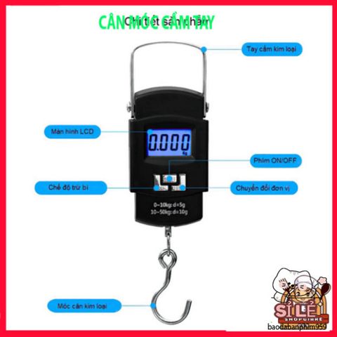 Cân Điện Tử Cầm Tay Mini Màn Hình HD - Cân Hành Lý Tối Đa 50kg, Dễ Dàng Sử Dụng, Phù Hợp Mua Sắm và Giao Nhận