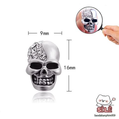 Khuyên tai đầu lâu Gothic thời trang với đá pha lê - Trang sức độc đáo cho tín đồ yêu thích phong cách cá tính.