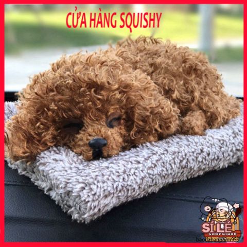 Gấu Bông Chó Poodle Lông Xù Nâu 99% Giống Thật - Phụ Kiện Khử Mùi Ô Tô Dễ Thương & Tiện Lợi, Thú Cưng Đáng Yêu