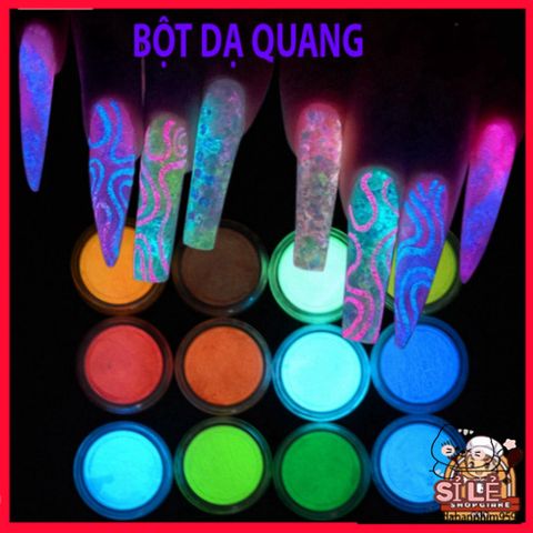 Bột Sơn Móng Tay Phát Quang Dạ Quang Lấp Lánh - Màu Neon Rực Rỡ Tỏa Sáng Trong Bóng Tối - Sáng Tạo Nghệ Thuật Làm Móng
