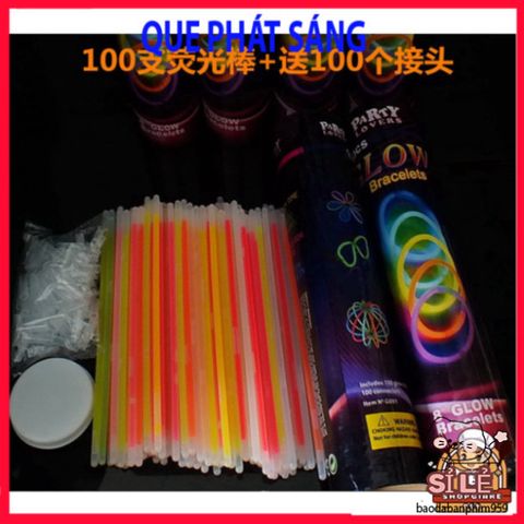 Hộp 100 Que Phát Sáng Dạ Quang Đa Màu - Lightstick Thắp Sáng Tiệc Tùng, Hoạt Động Ngoài Trời, Đầu Nối Linh Hoạt cho Trẻ Em và Gia Đình