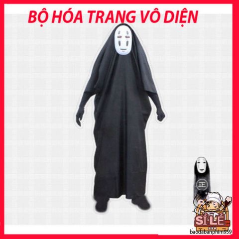 Bộ Hóa Thân Áo Choàng Đen và Mặt Nạ Vô Diện VBJ80 - Trang Phục Nhập Vai Spirited Away Cho Người Lớn và Trẻ Em