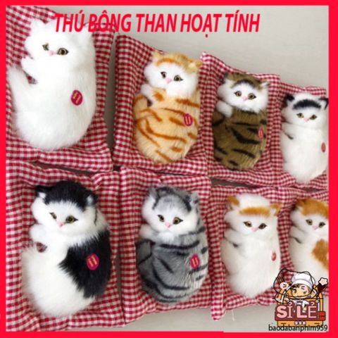 Thú Bông Chó Mèo Giống Thật 99% - Phụ Kiện Khử Mùi Ô Tô, Văn Phòng với Hạt Than Hoạt Tính - Đồ Trang Trí Dễ Thương