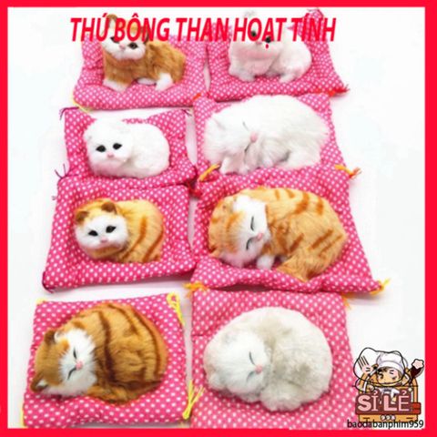 Thú Bông Chó Mèo Giống Thật 99% - Phụ Kiện Khử Mùi Ô Tô, Văn Phòng với Hạt Than Hoạt Tính - Đồ Trang Trí Dễ Thương
