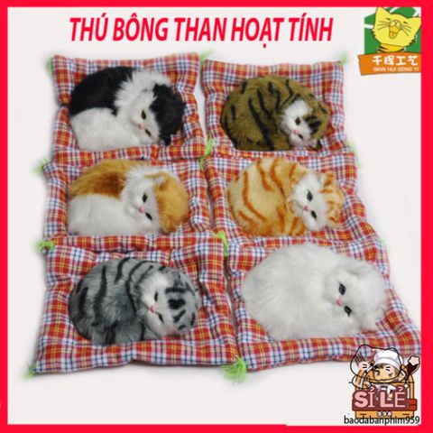 Thú Bông Chó Mèo Giống Thật 99% - Phụ Kiện Khử Mùi Ô Tô, Văn Phòng với Hạt Than Hoạt Tính - Đồ Trang Trí Dễ Thương