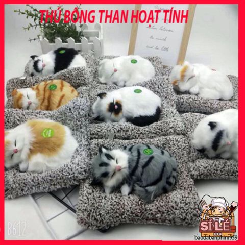Thú Bông Chó Mèo Giống Thật 99% - Phụ Kiện Khử Mùi Ô Tô, Văn Phòng với Hạt Than Hoạt Tính - Đồ Trang Trí Dễ Thương