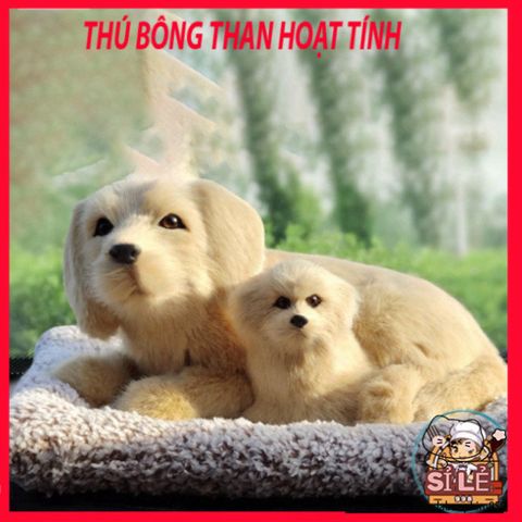 Gấu Bông Mẹ Con Vàng Mượt - Thiết Bị Khử Mùi Lõi Than Hoạt Tính, Phụ Kiện Xe Hơi, Trang Trí Không Gian Sống