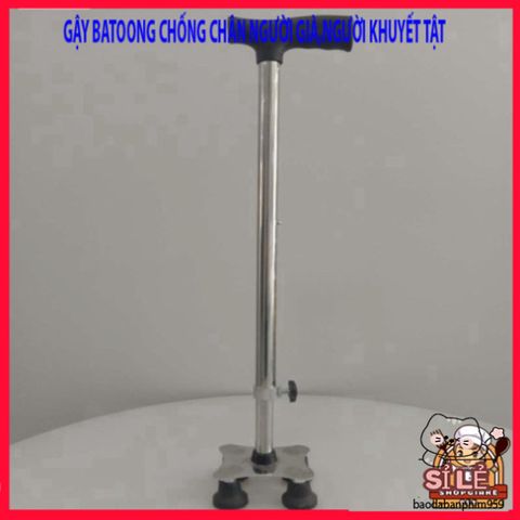 Gậy Batoong 4 Chân INOX Điều Chỉnh Chiều Cao - Dụng Cụ Hỗ Trợ Di Chuyển An Toàn cho Người Cao Tuổi