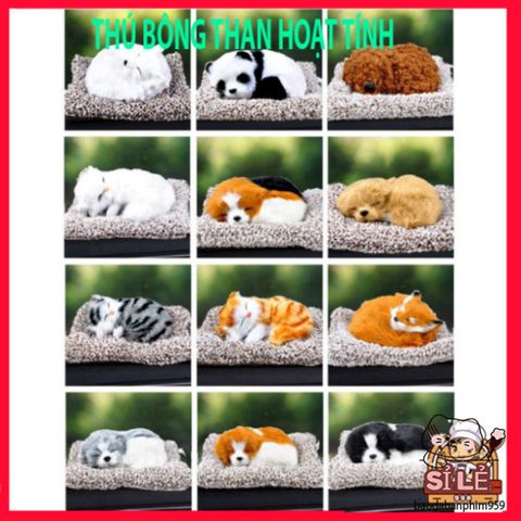 Thú Bông Khử Mùi Ô Tô Hình Chó Mèo Sói Gấu 99% Giống Thật - Lõi Than Hoạt Tính Lọc Khí, Phụ Kiện Cao Cấp Trang Trí Xe