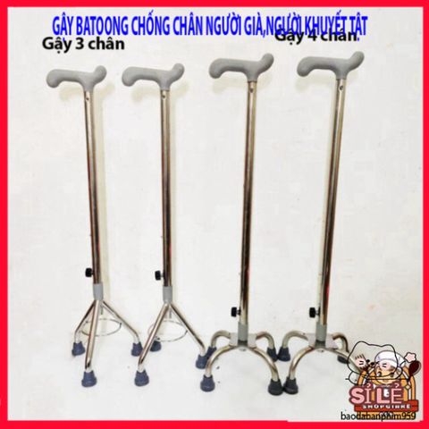Gậy Tập Đi Inox 3 Chân - An Toàn Cho Người Cao Tuổi, Thiết Kế Linh Hoạt, Hỗ Trợ Phục Hồi Chức Năng Khi Di Chuyển