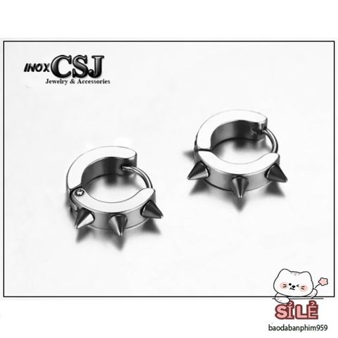 Khuyên Tai Nam Tròn Gai Inox Cao Cấp - Trang Sức Độc Đáo, Phong Cách Cá Tính, Bảo Hành Vĩnh Viễn, An Toàn Cho Sức Khỏe