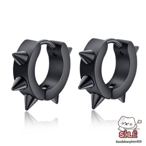 Khuyên Tai Nam Tròn Gai Inox Cao Cấp - Trang Sức Độc Đáo, Phong Cách Cá Tính, Bảo Hành Vĩnh Viễn, An Toàn Cho Sức Khỏe