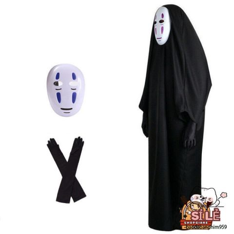 Bộ trang phục hóa trang Halloween Spirited Away phong cách hacker - Áo choàng, mặt nạ, găng tay cho mọi lứa tuổi, hoàn hảo cho tiệc hóa trang và cosplay.