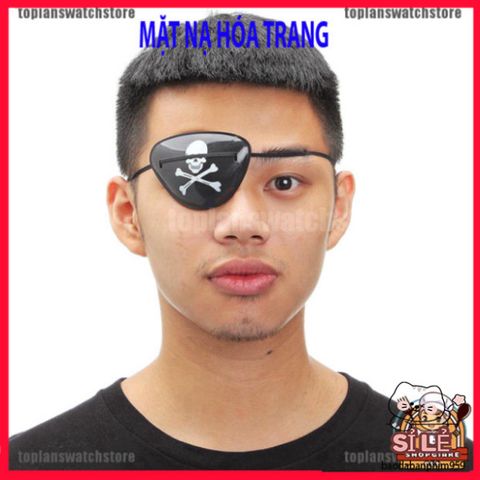 Mặt nạ che một mắt với kiểu dáng đầu lâu độc đáo cho lễ hội Halloween, hoàn hảo cho tạo hình hải tặc.
