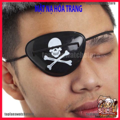 Mặt nạ che một mắt với kiểu dáng đầu lâu độc đáo cho lễ hội Halloween, hoàn hảo cho tạo hình hải tặc.
