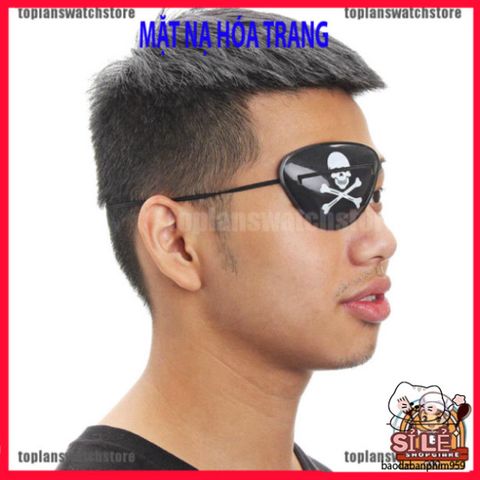 Mặt nạ che một mắt với kiểu dáng đầu lâu độc đáo cho lễ hội Halloween, hoàn hảo cho tạo hình hải tặc.