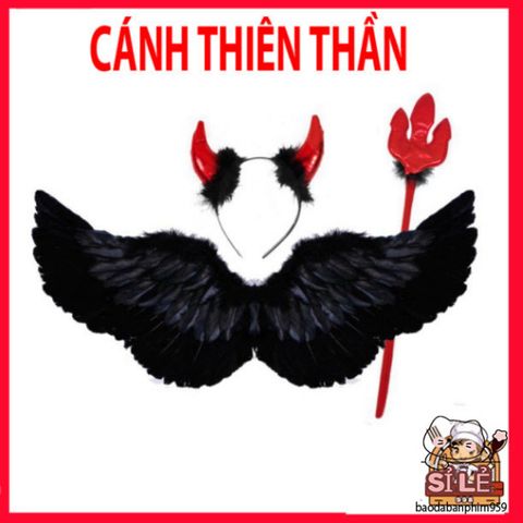 Cánh Ma Quỷ Cosplay Đen Trắng - Cánh Lông Vũ Dễ Thương Cho Lễ Hội Hóa Trang Halloween, Trang Phục Thời Trang Ấn Tượng