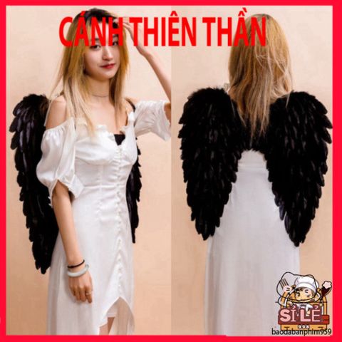 Cánh Ma Quỷ Cosplay Đen Trắng - Cánh Lông Vũ Dễ Thương Cho Lễ Hội Hóa Trang Halloween, Trang Phục Thời Trang Ấn Tượng
