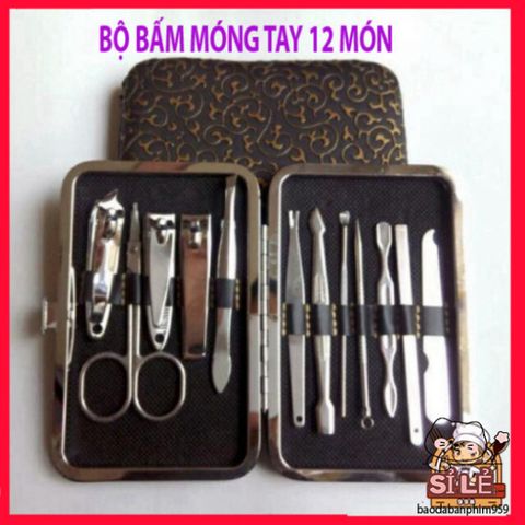 Bộ Dụng Cụ Cắt Móng Tay 12 Món Cao Cấp - Hộp Da Sang Trọng, Tiện Lợi Cho Chăm Sóc Móng Tại Nhà, Lấy Ráy Tai, Nặn Mụn