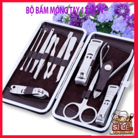 Bộ Dụng Cụ Cắt Móng Tay 12 Món Cao Cấp - Hộp Da Sang Trọng, Tiện Lợi Cho Chăm Sóc Móng Tại Nhà, Lấy Ráy Tai, Nặn Mụn