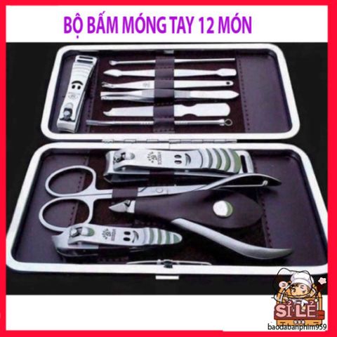 Bộ Dụng Cụ Cắt Móng Tay 12 Món Cao Cấp - Hộp Da Sang Trọng, Tiện Lợi Cho Chăm Sóc Móng Tại Nhà, Lấy Ráy Tai, Nặn Mụn