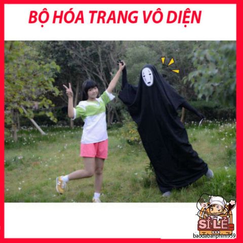 Bộ Cosplay Vô Diện Spirited Away - Đồ Hóa Trang Anime Kèm Găng Tay và Mặt Nạ cho Trẻ Em và Người Lớn