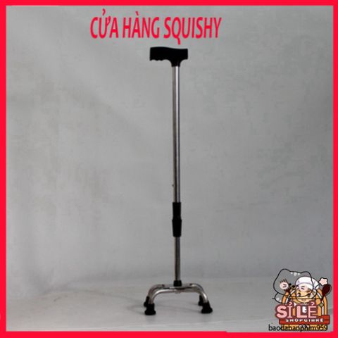 Gậy Batoong 4 Chân INOX Điều Chỉnh Cao Thấp - Dụng Cụ Hỗ Trợ Tập Đi An Toàn Cho Người Già, Người Khuyết Tật