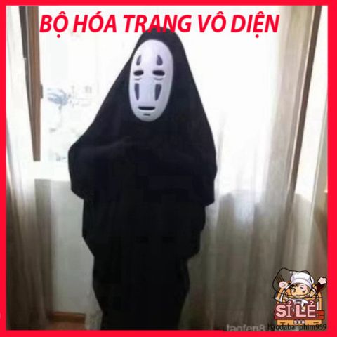 Bộ hóa trang Halloween Vô Diện đa kích thước - Áo choàng, găng tay và mặt nạ Spirited Away dành cho trẻ em và người lớn