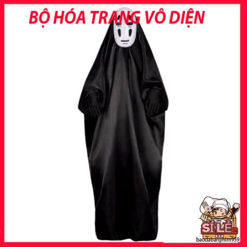 Bộ hóa trang Halloween Vô Diện đa kích thước - Áo choàng, găng tay và mặt nạ Spirited Away dành cho trẻ em và người lớn