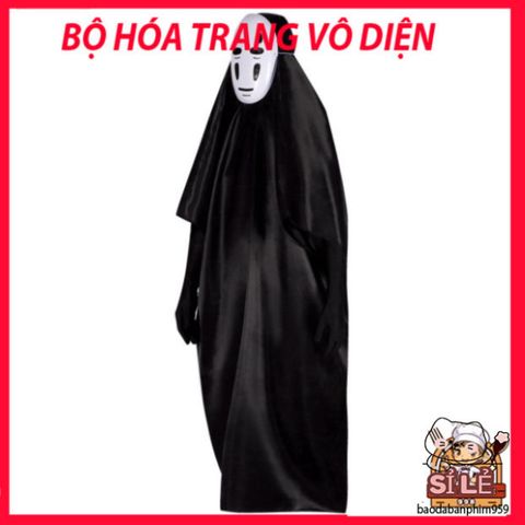 Bộ hóa trang Halloween Vô Diện đa kích thước - Áo choàng, găng tay và mặt nạ Spirited Away dành cho trẻ em và người lớn