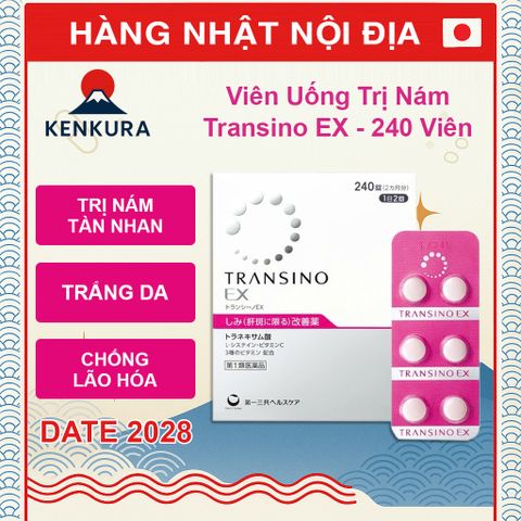 Viên Uống Giảm Nám Tàn Nhang Transino EX Whitening Nhật Bản - Giúp Da Sáng Mịn & Mờ Tàn Nhang - 240 Viên Chăm Sóc Da