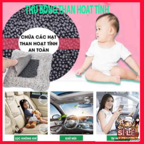 Gấu Bông Khử Mùi Than Hoạt Tính - Phụ Kiện Trang Trí Xe Hơi Dễ Thương, Thoáng Mát, Kích Thước Nhỏ Gọn 18x14cm