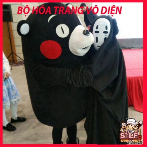 Bộ trang phục cosplay Vô Diện - Áo choàng đen và mặt nạ theo phong cách Spirited Away cho lễ hội và cosplay, kích thước đa dạng cho mọi lứa tuổi.