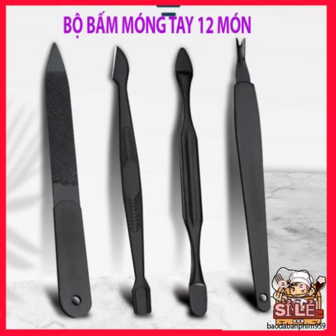 Bộ cắt móng tay 12 món cao cấp, dụng cụ làm đẹp chất liệu thép bền, sang trọng trong hộp da - Chăm sóc móng hoàn hảo tại nhà