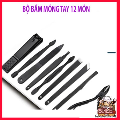 Bộ cắt móng tay 12 món cao cấp, dụng cụ làm đẹp chất liệu thép bền, sang trọng trong hộp da - Chăm sóc móng hoàn hảo tại nhà