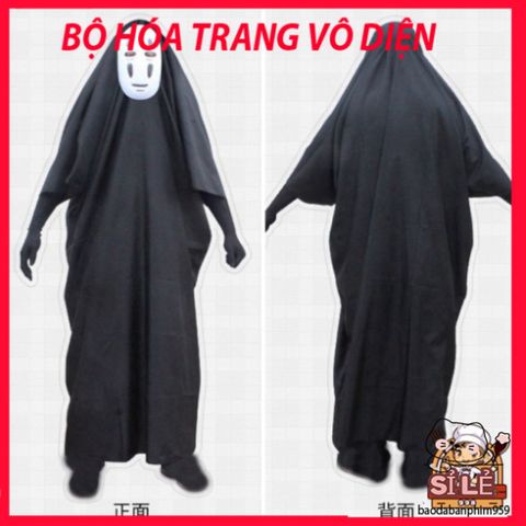 Bộ Trang Phục Vô Diện Cosplay Halloween cho Trẻ Em - Trang Phục Vô Diện Spirited Away, Áo Khăn Găng Tay Mặt Nạ Thú Vị