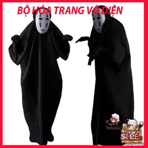 Bộ Trang Phục Cosplay Vô Diện Spirited Away - 3 Món Áo Quần, Mặt Nạ, Găng Tay Cho Dịp Hóa Trang & Lễ Hội