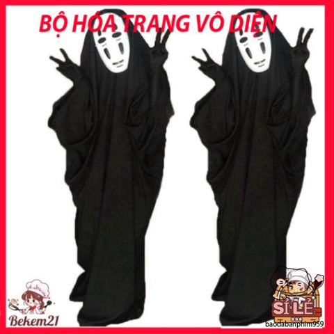 Bộ Trang Phục Cosplay Vô Diện Spirited Away - 3 Món Áo Quần, Mặt Nạ, Găng Tay Cho Dịp Hóa Trang & Lễ Hội
