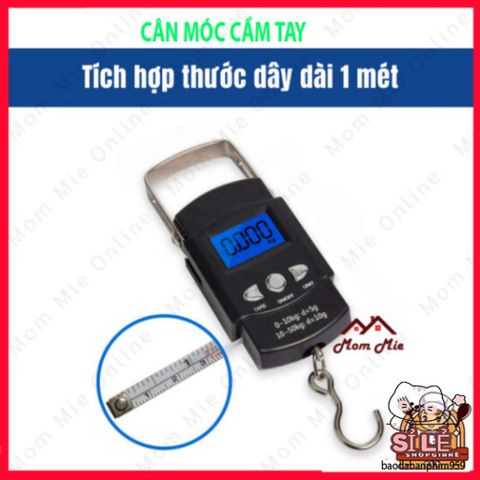 Cân Điện Tử Mini Cầm Tay 50kg - Cân Hành Lý, Cân Câu Cá Tiện Lợi, LCD Hiển Thị Rõ Ràng, Thiết Kế Nhỏ Gọn Dễ Dàng Mang Theo