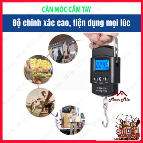 Cân Điện Tử Mini Cầm Tay 50kg - Cân Hành Lý, Cân Câu Cá Tiện Lợi, LCD Hiển Thị Rõ Ràng, Thiết Kế Nhỏ Gọn Dễ Dàng Mang Theo