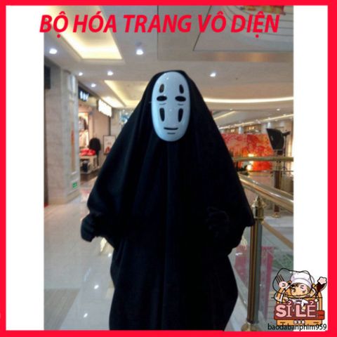 Bộ trang phục Cosplay Vô Diện Spirited Away - Áo choàng, mặt nạ, găng tay Halloween độc đáo, hoàn hảo cho sự kiện và lễ hội