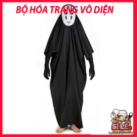Bộ trang phục Cosplay Vô Diện Spirited Away - Áo choàng, mặt nạ, găng tay Halloween độc đáo, hoàn hảo cho sự kiện và lễ hội