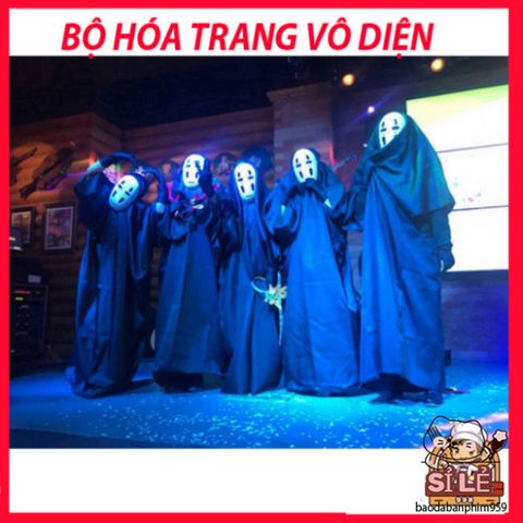Bộ trang phục Cosplay Vô Diện Spirited Away - Áo choàng, mặt nạ, găng tay Halloween độc đáo, hoàn hảo cho sự kiện và lễ hội