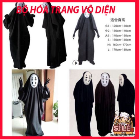 Bộ trang phục hóa trang Vô Diện - Costumes Halloween đồng phục Spirited Away cho cosplay, phong cách bí ẩn và độc đáo