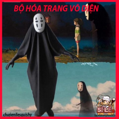 Bộ trang phục hóa trang Vô Diện - Costumes Halloween đồng phục Spirited Away cho cosplay, phong cách bí ẩn và độc đáo