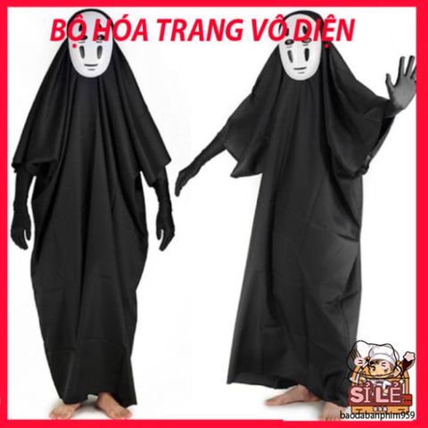 Bộ trang phục hóa trang Vô Diện - Costumes Halloween đồng phục Spirited Away cho cosplay, phong cách bí ẩn và độc đáo