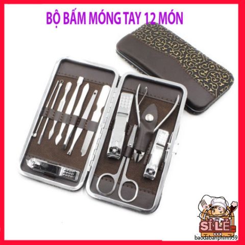 Bộ Dụng Cụ Làm Móng Tay Cao Cấp 12 Món - Kềm, Kéo, Nhíp, Cắt Lông Mũi, Dũa, Cây Nặn Mụn - Chăm Sóc Sắc Đẹp Tại Nhà