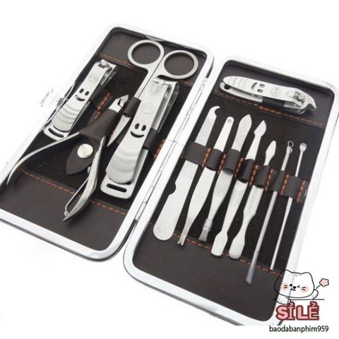 Bộ Dụng Cụ Làm Móng Tay Cao Cấp 12 Món - Kềm, Kéo, Nhíp, Cắt Lông Mũi, Dũa, Cây Nặn Mụn - Chăm Sóc Sắc Đẹp Tại Nhà