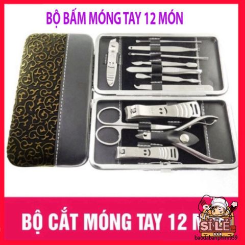 Bộ Dụng Cụ Làm Móng Tay Cao Cấp 12 Món - Kềm, Kéo, Nhíp, Cắt Lông Mũi, Dũa, Cây Nặn Mụn - Chăm Sóc Sắc Đẹp Tại Nhà